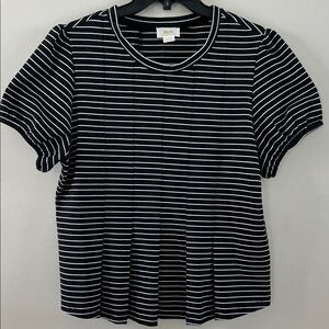 Anthropologie Maeve Black and White Striped Short Sleeve Tee Size XL